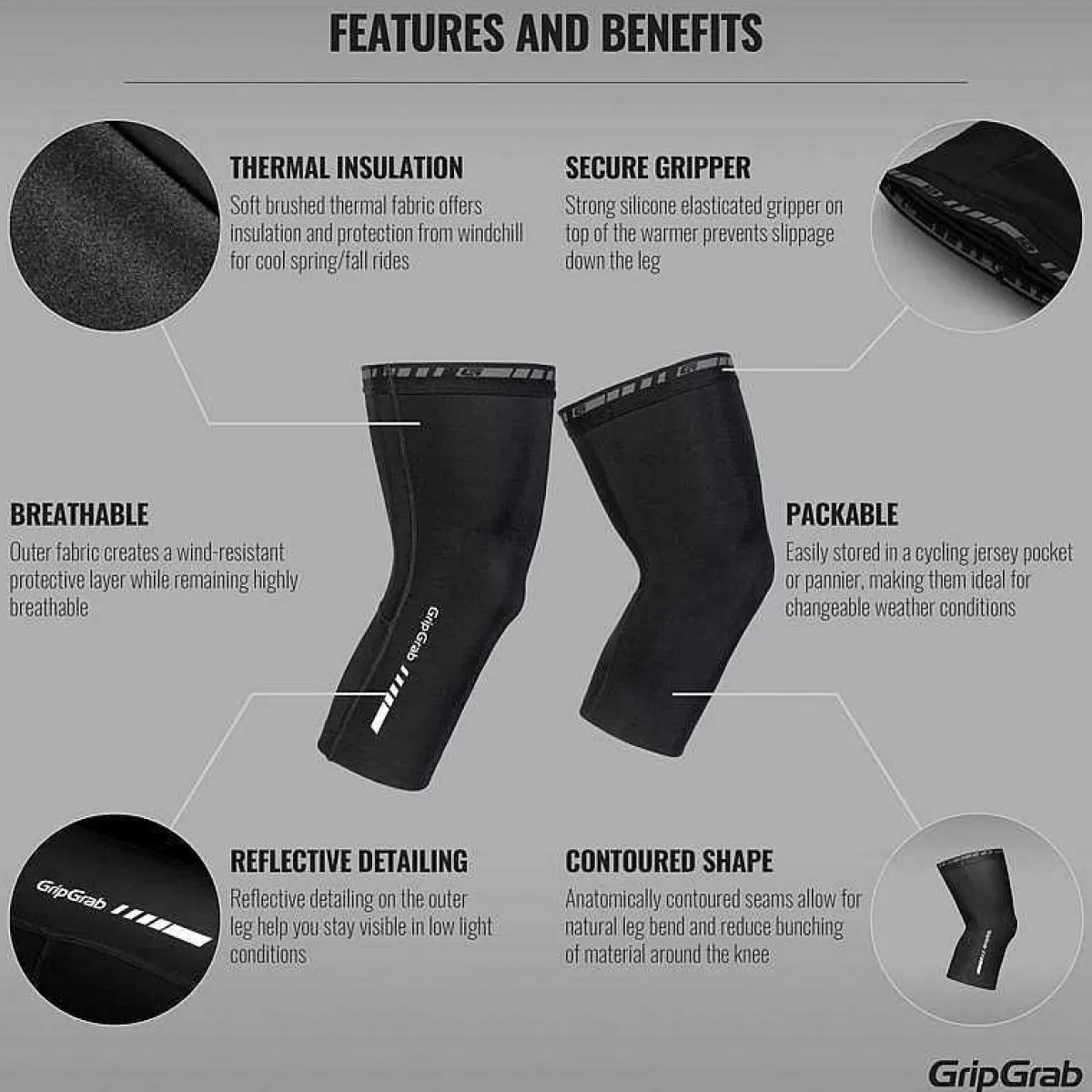 Cheap Gripgrab Knee Warmers Classic Black