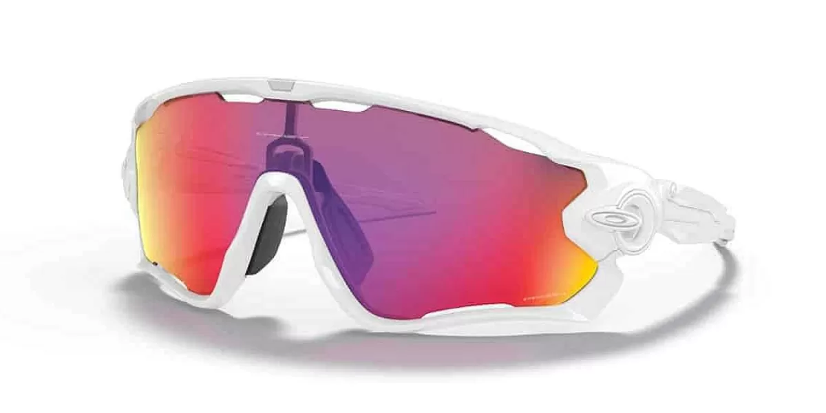 Shop Oakley Jawbreaker Polished White Prizm Road