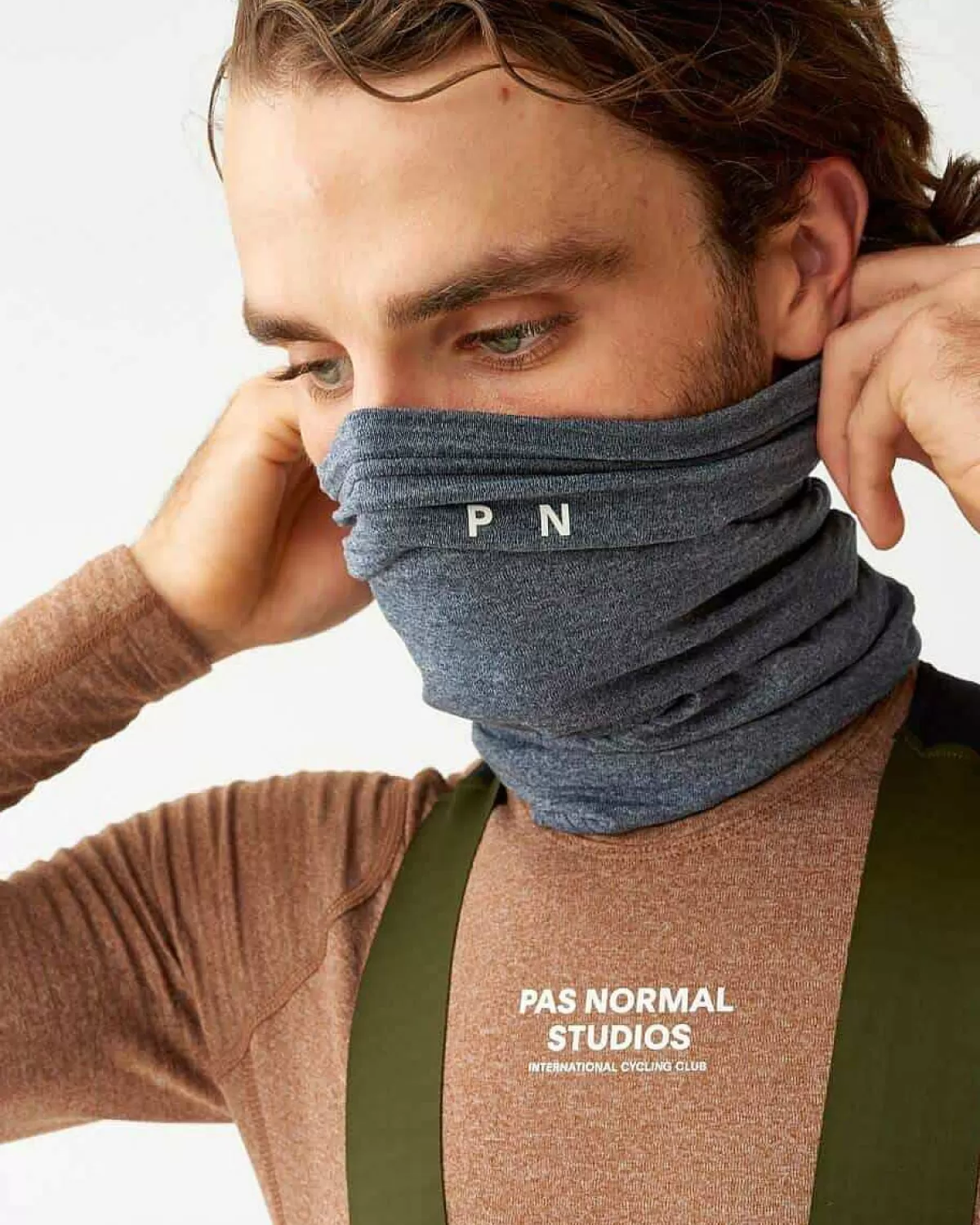 Sale Pas Normal Studios Logo Thermal Neck Tube Navy